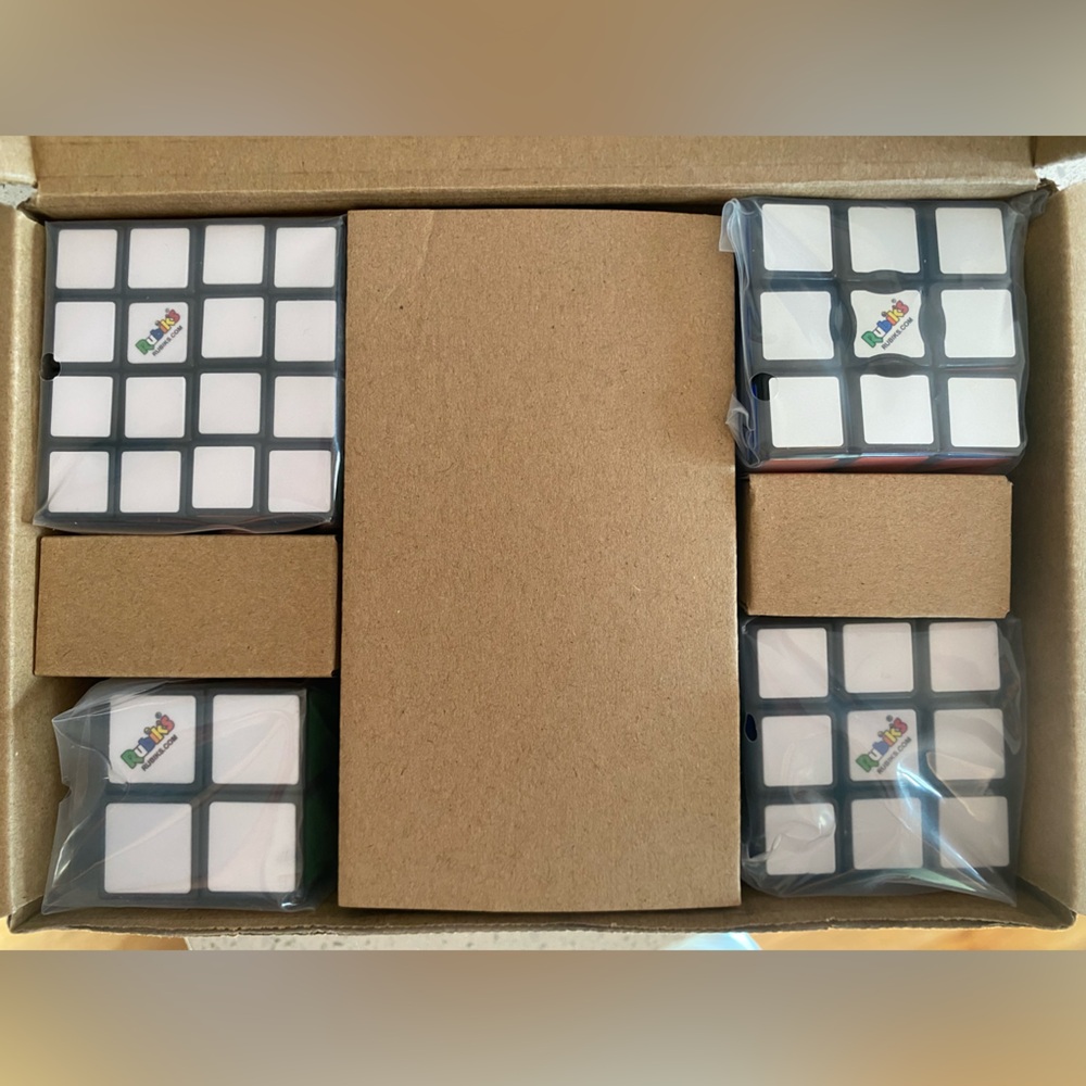 Rubik’s edge, Rubik’s cube, Rubik’s Mini, Rubik’s Master by Hasbro (get all 4)